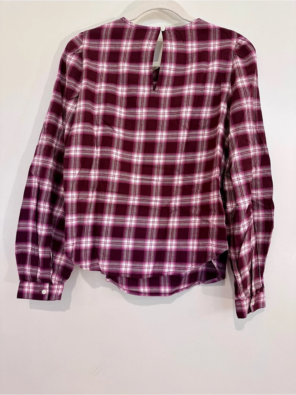 LOFT Plaid Flannel Knotted Blouse